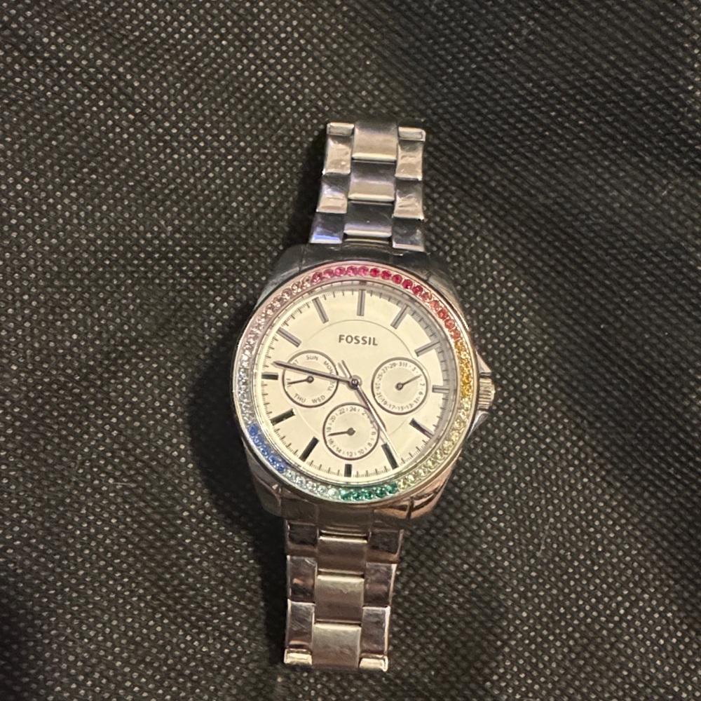 Stunning And Brilliant Eye Catchy Sterling Silver Fossil Watch #BQ3613 Janice - Picture 5 of 13